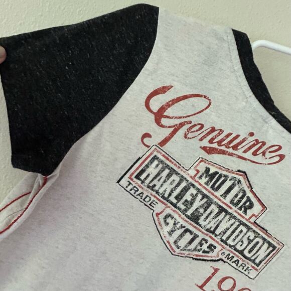 Harley Davidson ringer button biker short sleeve graphic t Shirt top size Small - Picture 10 of 13